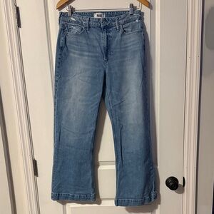 PAIGE Leenah Wide Leg Jeans Size 30 High Rise Cropped Blue Denim